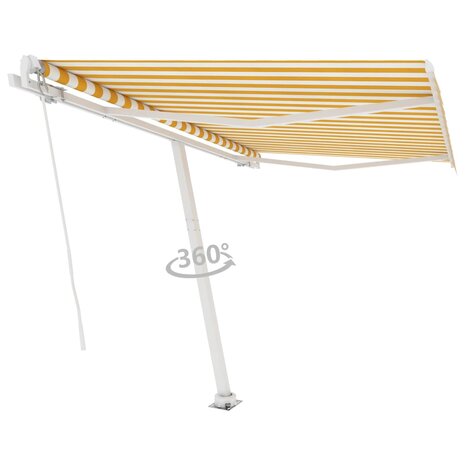 Luifel vrijstaand handmatig uittrekbaar 350x250 cm geel en wit 3
