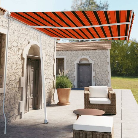 Luifel vrijstaand handmatig uittrekbaar 350x250 cm oranje bruin 1