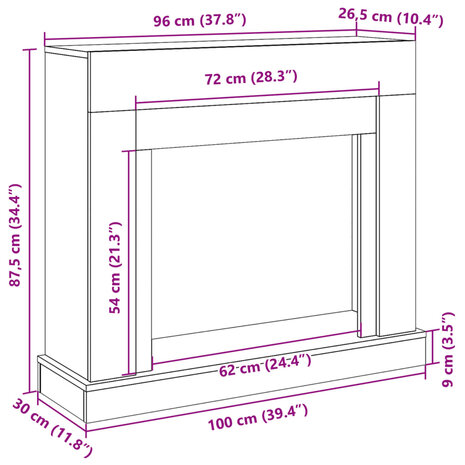 Haardombouw 100x30x87,5 cm bewerkt hout artisanaal eikenkleurig 9