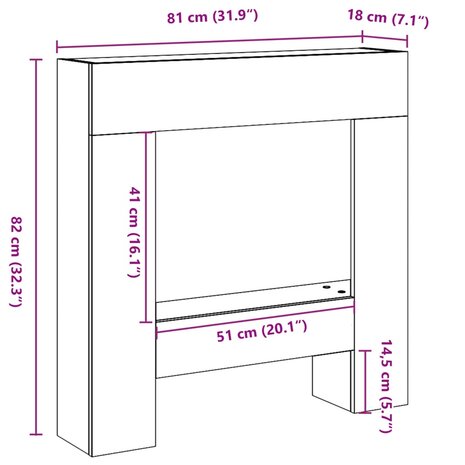 Haardombouw 81x18x82 cm bewerkt hout wit 9