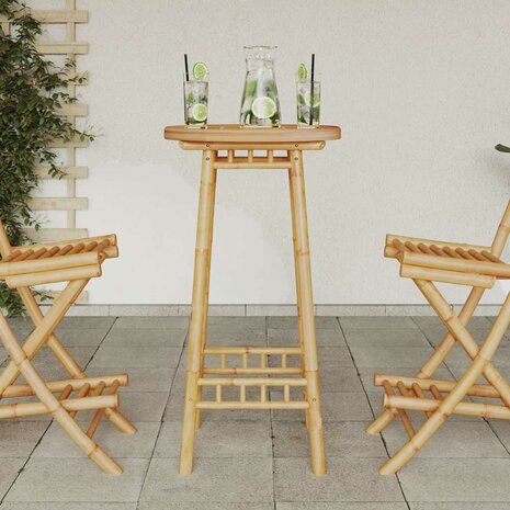 Bartafel voor buiten Rond Ø55x100 cm bamboe 3