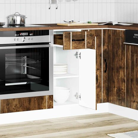 Keuken onderkast Lucca bewerkt hout gerookt eikenkleurig 2