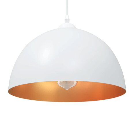 Hanglampen 2 st In hoogte verstelbaar E27 30 cm metaal wit 1