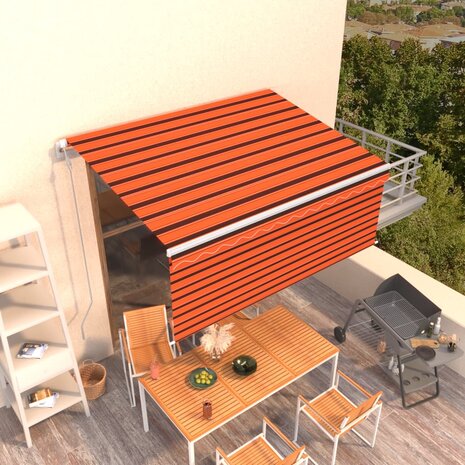 Luifel automatisch uittrekbaar met rolgordijn 3x2,5 m oranje 1