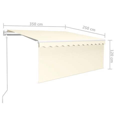 Luifel automatisch uittrekbaar rolgordijn 3,5x2,5 m crèmekleur   9