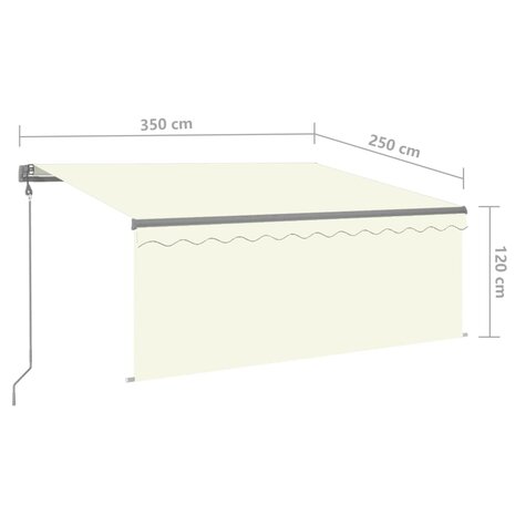 Luifel automatisch uittrekbaar rolgordijn 3,5x2,5 m crèmekleur 9