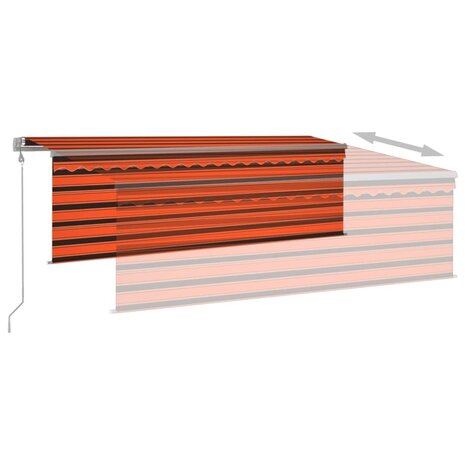 Luifel automatisch uittrekbaar rolgordijn 4x3 m oranje bruin   4