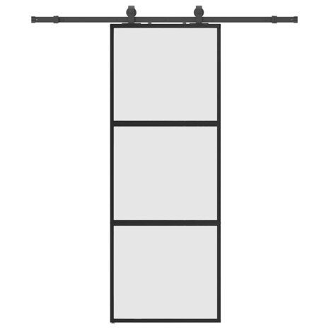 Schuifdeur met beslagset 76x205 cm gehard glas zwart 2