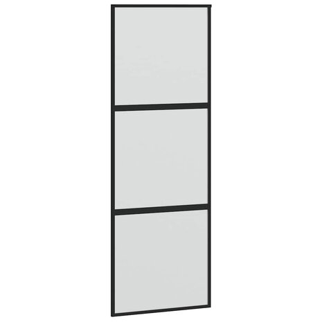 Schuifdeur met beslagset 76x205 cm gehard glas zwart 5