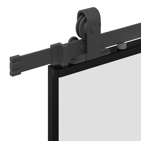 Schuifdeur met beslagset 76x205 cm gehard glas zwart 6