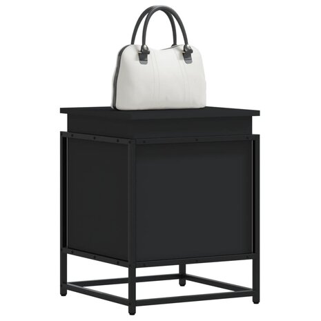 Opbergbox met deksel 40x40x51,5 cm bewerkt hout zwart 1