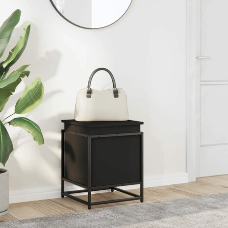 Opbergbox met deksel 40x40x51,5 cm bewerkt hout zwart 3