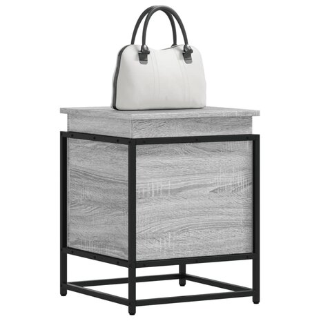 Opbergbox met deksel 40x40x51,5 cm bewerkt hout grijs sonoma 1