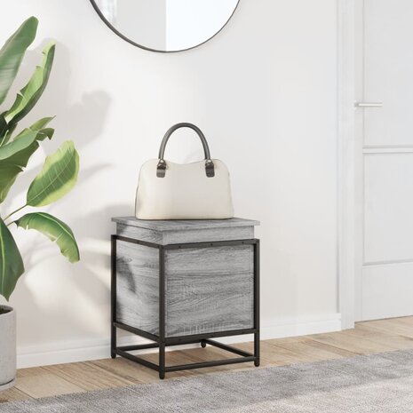 Opbergbox met deksel 40x40x51,5 cm bewerkt hout grijs sonoma 3