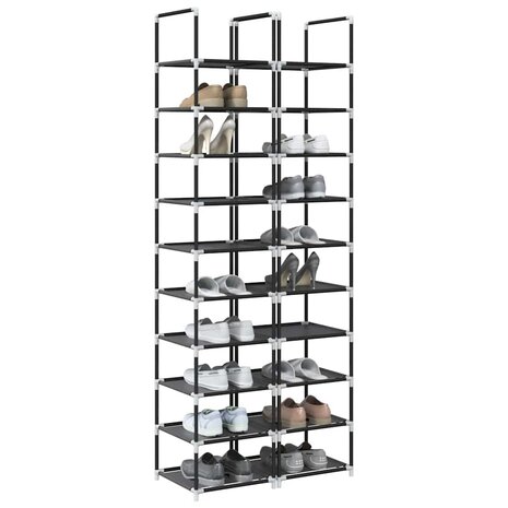 Schoenenrekken 2 st 33x33x174 cm vliesvrij 10-laags zwart 1