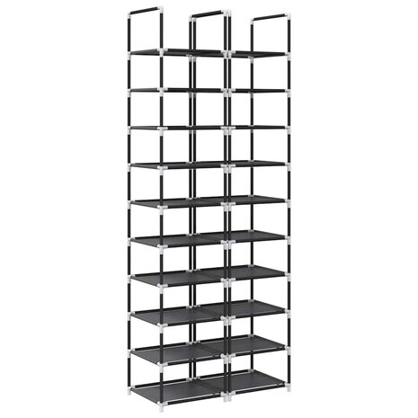 Schoenenrekken 2 st 33x33x174 cm vliesvrij 10-laags zwart 2
