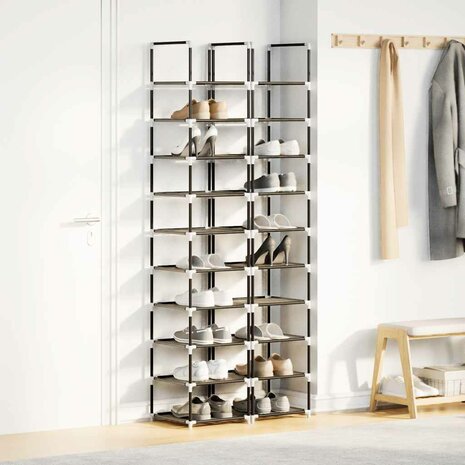 Schoenenrekken 2 st 33x33x174 cm vliesvrij 10-laags zwart 3