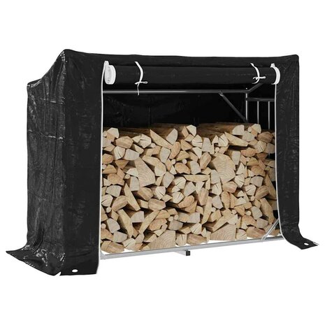 Haardhoutrek met regenhoes 151x60,5x110,5 cm staal 1