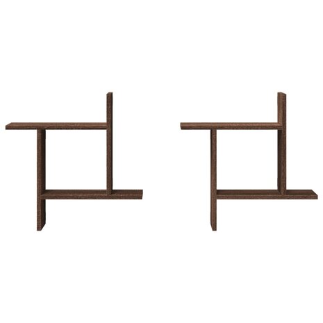 Wandschappen 2 st 50x12x50 cm bewerkt hout bruin eikenkleurig 4