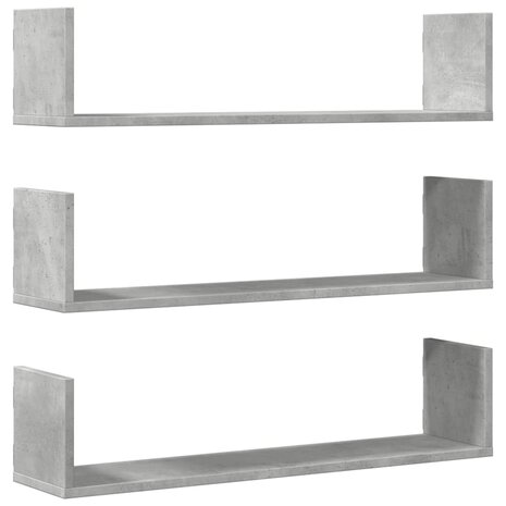 Wandschappen 3 st 80x18x18 cm bewerkt hout betongrijs 2