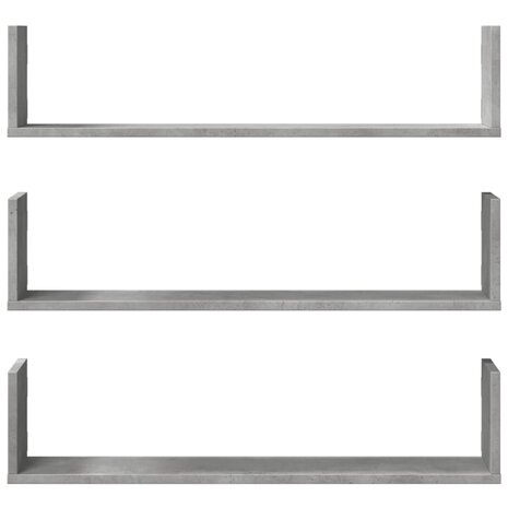 Wandschappen 3 st 80x18x18 cm bewerkt hout betongrijs 4