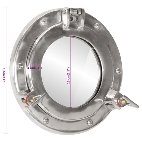 Wandspiegel patrijspoort Ø23 cm aluminium en glas 7