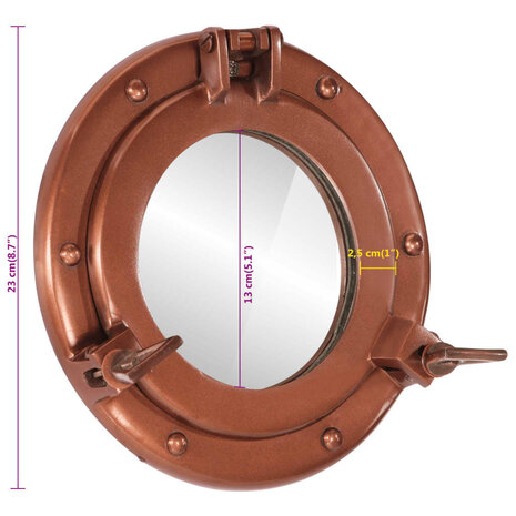 Wandspiegel patrijspoort Ø23 cm aluminium en glas 7