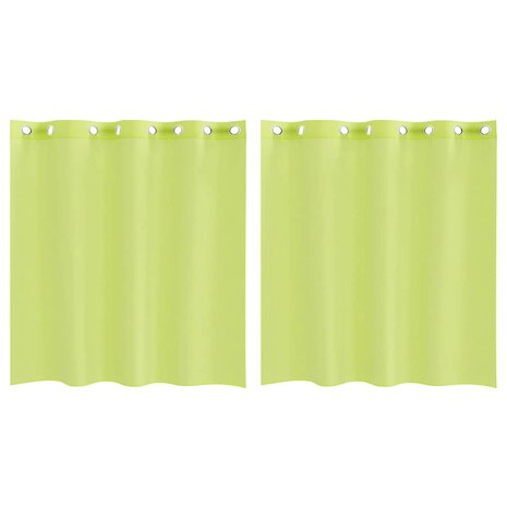 Gordijnen Voile met doorvoertules 2 st 140x140 cm appelgroen 2