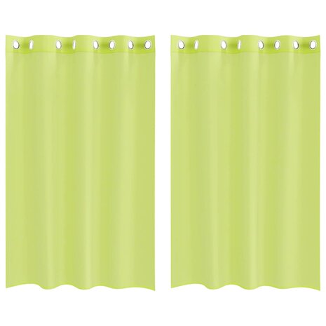 Gordijnen voile met doorvoertules 2 st 140x175 cm appelgroen 2