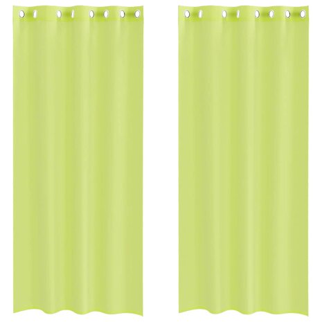 Gordijnen voile met doorvoertules 2 st 140x245 cm appelgroen 2