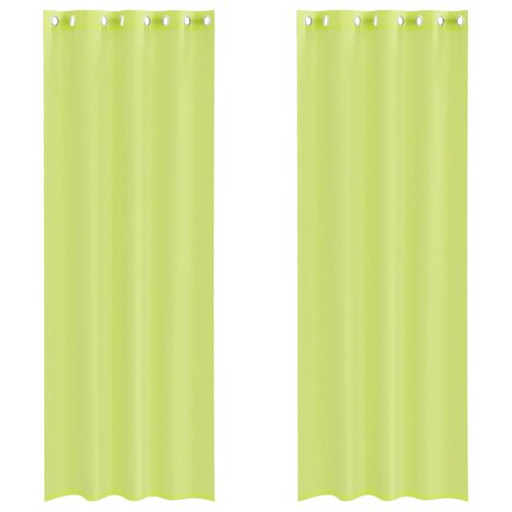 Gordijnen Voile met doorvoertules 2 st 140x260 cm appelgroen 2