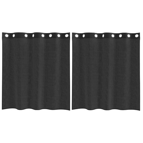Gordijnen voile met doorvoertules 2 st 140x140 cm zwart 2