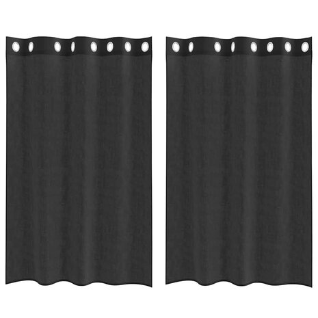 Gordijnen Voile met doorvoertules 2 st 140x175 cm zwart 2