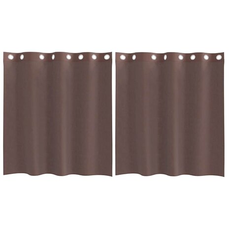 Gordijnen voile met doorvoertules 2 st 140x140 cm bruin 2