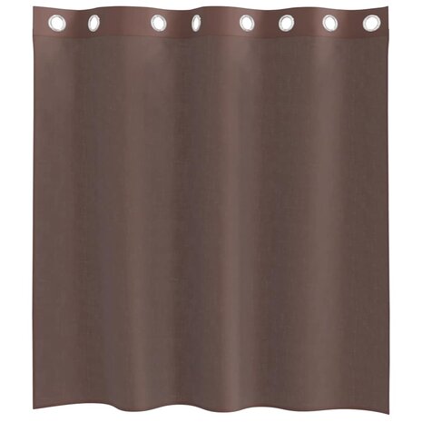 Gordijnen voile met doorvoertules 2 st 140x140 cm bruin 4