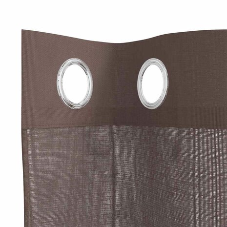 Gordijnen voile met doorvoertules 2 st 140x140 cm bruin 5