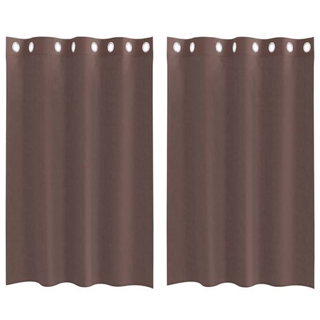 Gordijnen voile met doorvoertules 2 st 140x175 cm bruin 2
