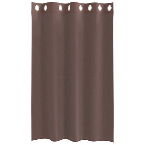Gordijnen voile met doorvoertules 2 st 140x175 cm bruin 4