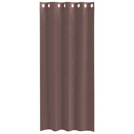 Gordijnen voile met doorvoertules 2 st 140x225 cm bruin 4