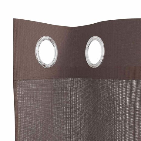 Gordijnen voile met doorvoertules 2 st 140x225 cm bruin 5