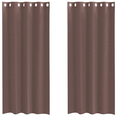 Gordijnen Voile met doorvoertules 2 st 140x245 cm bruin 2