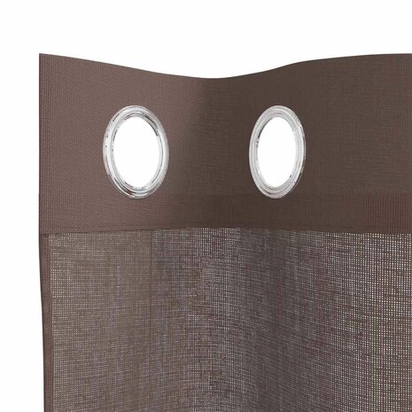 Gordijnen Voile met doorvoertules 2 st 140x245 cm bruin 5