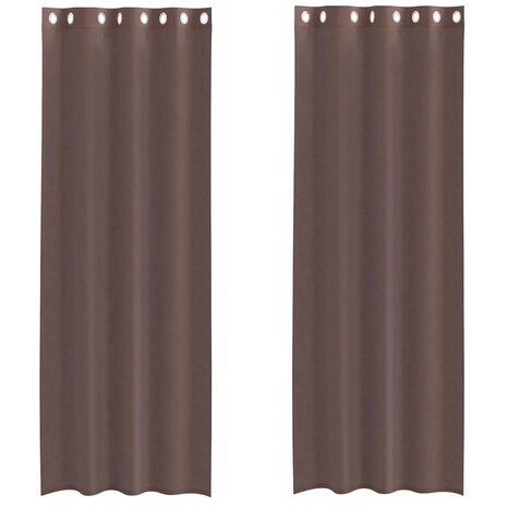 Gordijnen voile met doorvoertules 2 st 140x260 cm bruin 2
