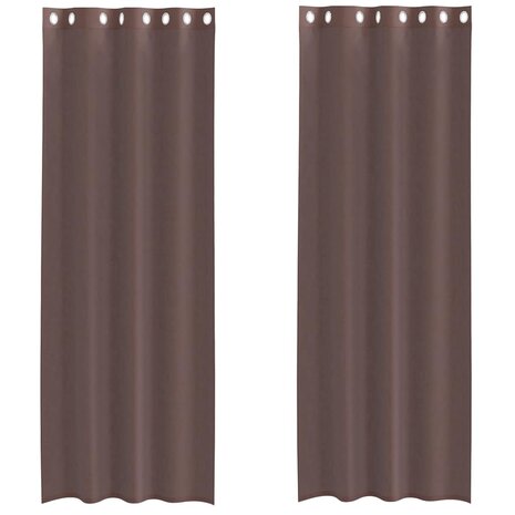 Gordijnen voile met doorvoertules 2 st 140x300 cm bruin 2