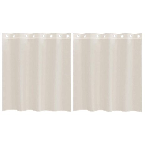 Gordijnen voile met doorvoertules 2 st 140x140 cm crèmekleurig 2