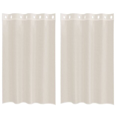 Gordijnen voile met doorvoertules 2 st 140x175 cm crèmekleurig 2