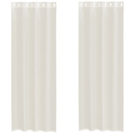 Gordijnen Voile met doorvoertules 2 st 140x300 cm crème 2