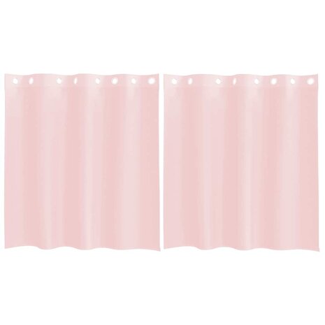 Gordijnen voile met doorvoertules 2 st 140x140 cm lichtroze 2