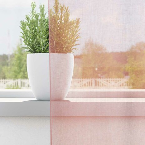 Gordijnen voile met doorvoertules 2 st 140x140 cm lichtroze 3