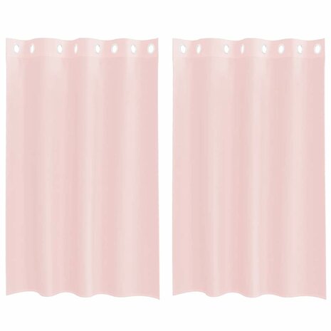 Gordijnen voile met doorvoertules 2 st 140x175 cm lichtroze 2